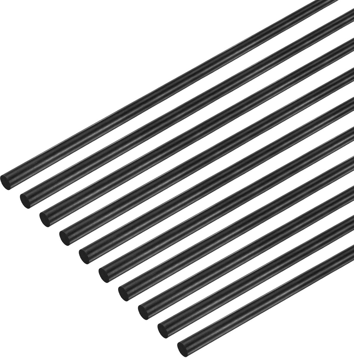 METERXITY 10 stuks koolstofvezelstangen met een lengte van 100 mm en een diameter van 1 mm, solide matte stang voor RC-vliegtuigen, knutselwerk, quadcopter-armen, vleugelbuis, 10 stuks