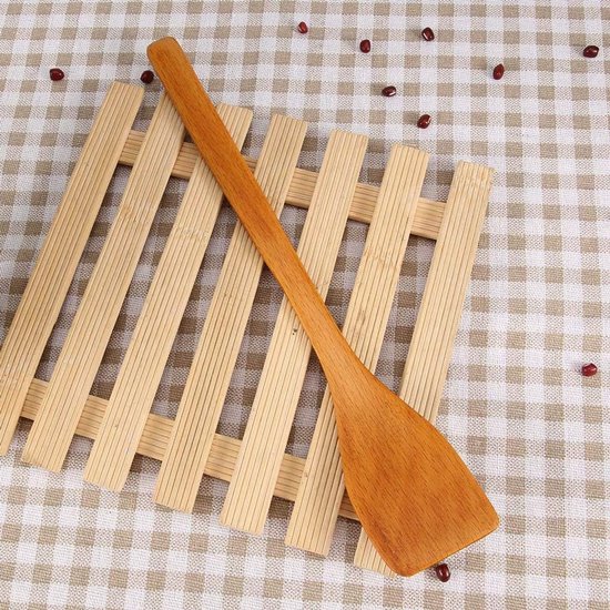 Spatel anti-aanbak frituurschop kookgerei voor thuis Keukengerei Schop voor koken, bakken, frituren, het maken van cakes en rijst (lichte houtkleur) — afbeelding 3