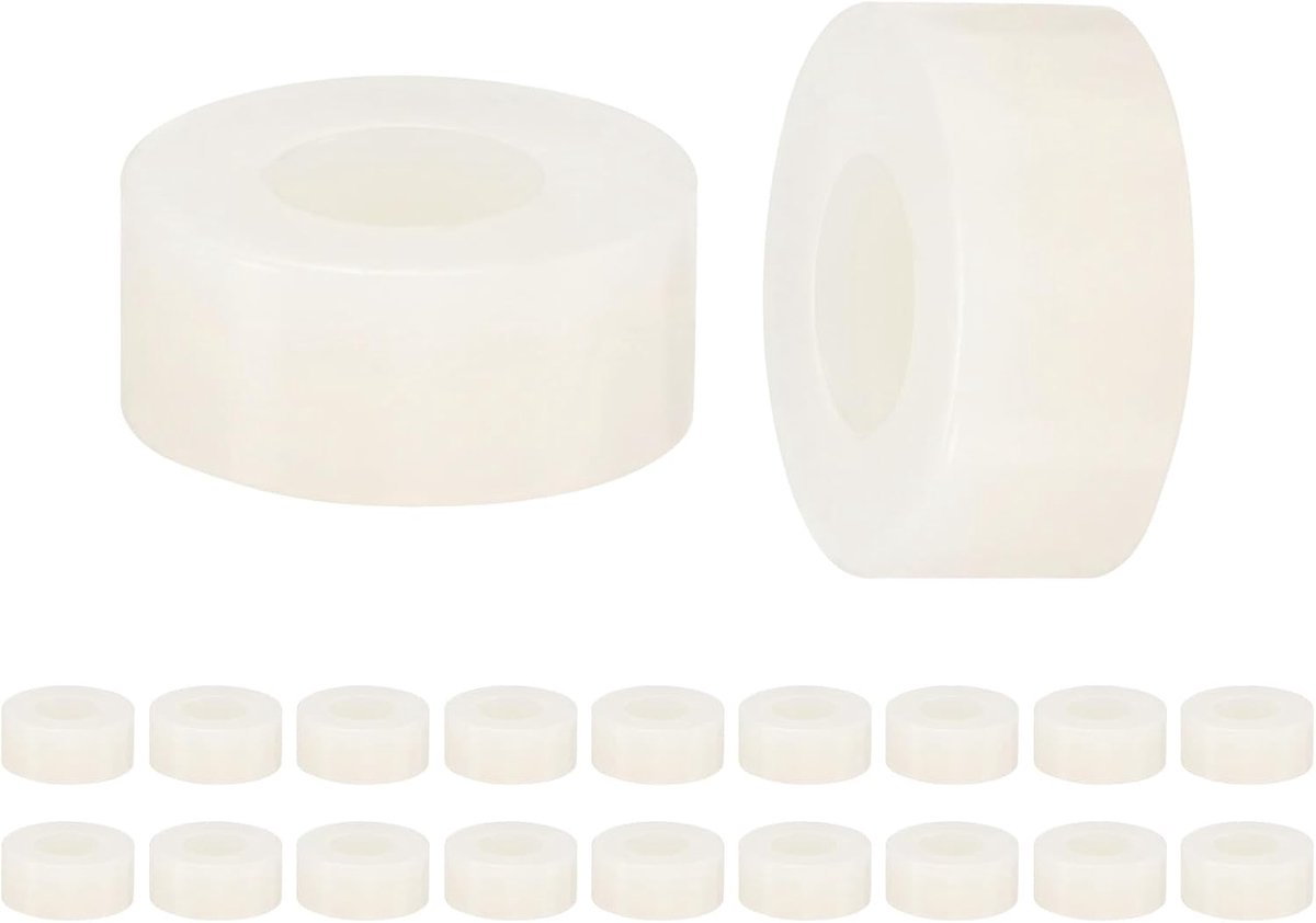 METERXITY Set van 200 nylon ringen, 3,2 mm ID 7 mm OD 3 mm lengte ronde plastic afstandhouder afstandhouder niet-schroefdraad voor M3 schroeven/bouten/stopcontact/schakelaarhouder [wit]