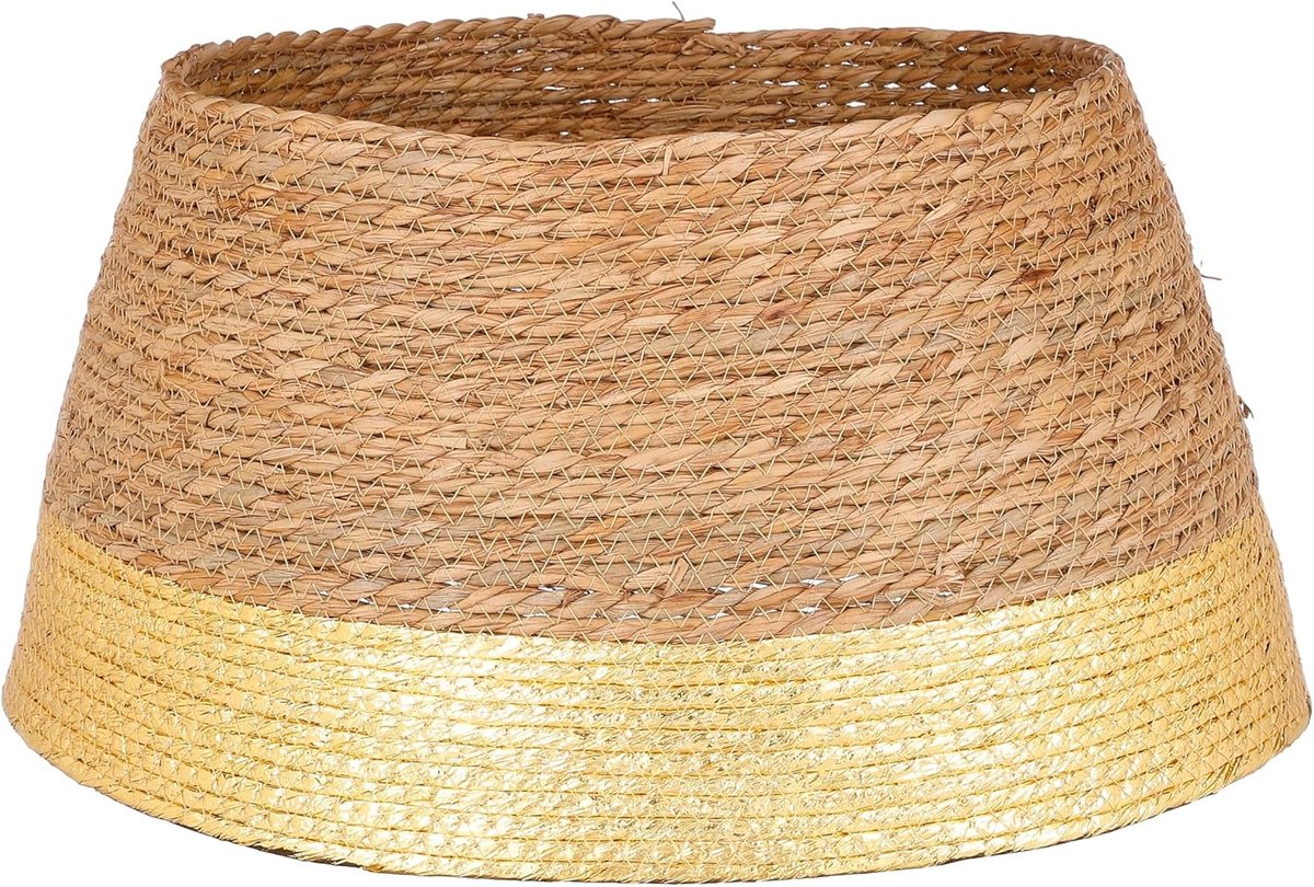 Decorations Kerstboomrok Ø50 x H26 cm - Kerstboom Rok Zeegras - Kerstboommand Goud