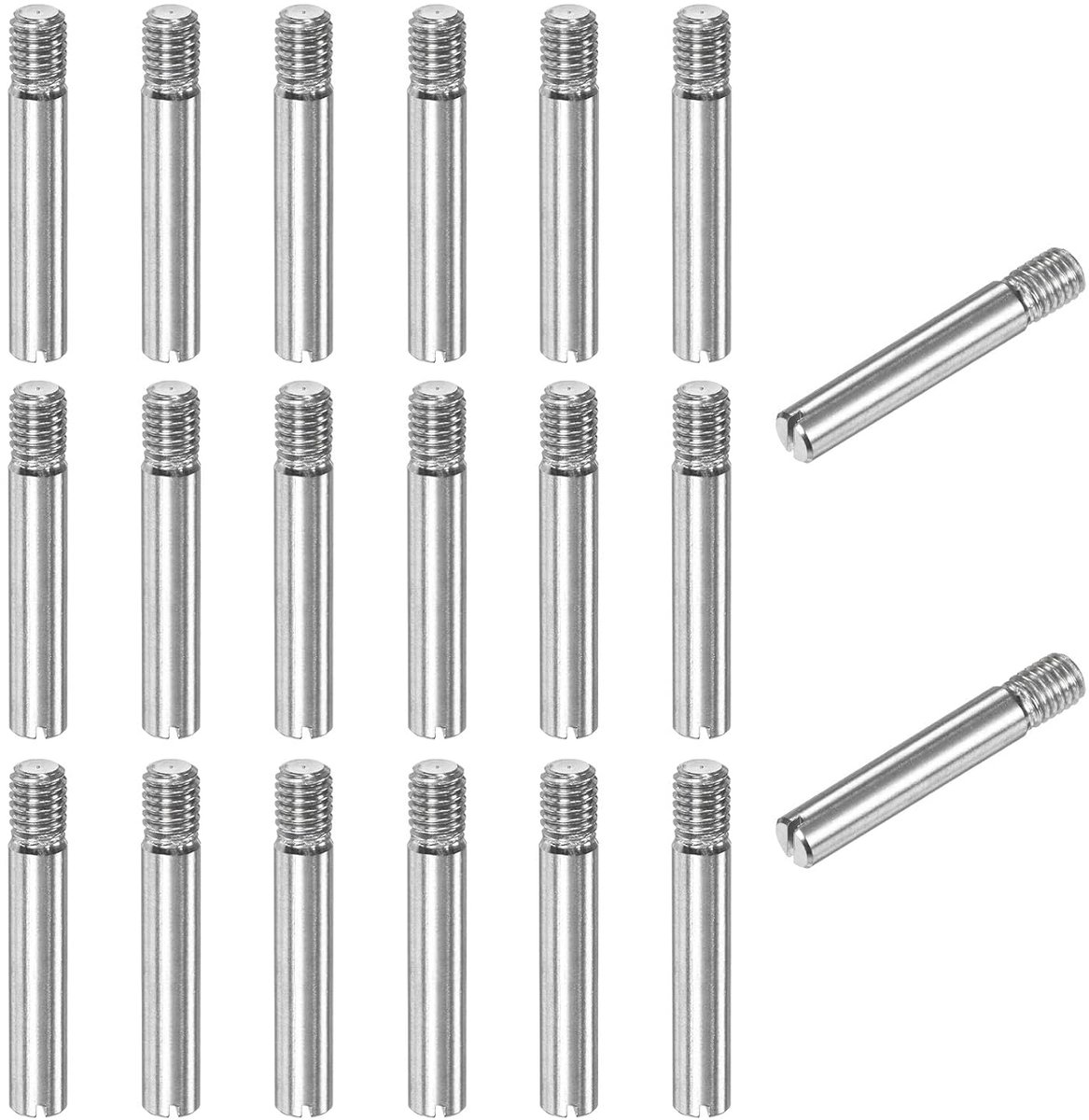 METERXITY Cilindrische sleufstift met buitendraad, M5 x 30 mm, 20 stuks, roestvrij staal, positioneringspinnen voor metalen apparaten/projecten [zilverkleur]