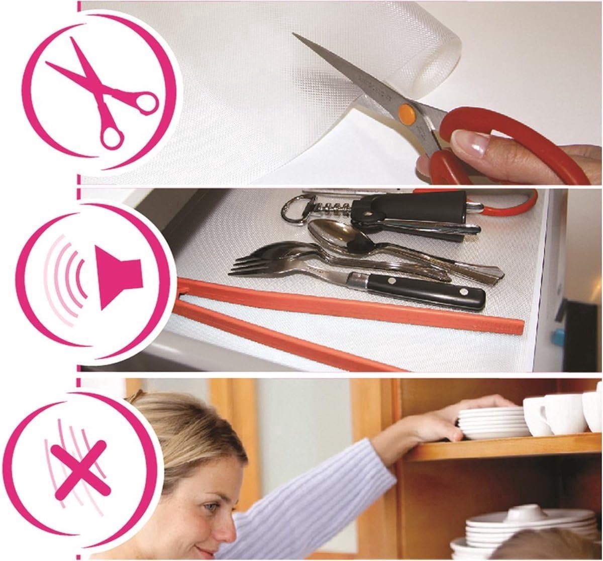 Non-slip mat rol 30 x 150 cm - transparant - flexibel en snijdbaar - voorkomt verschuiven van servies - SnelShoppen