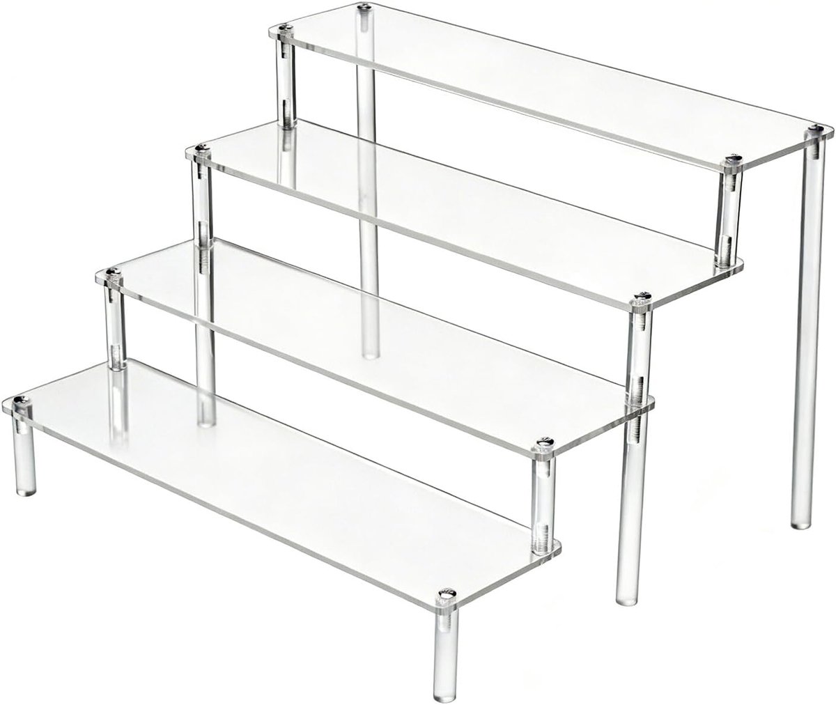 4-laags transparante acryl displaystandaard, eenvoudige montage geurstandaard, aftershave & Keulen organizer, stapsgewijze parfumverhoger voor vinylfiguren, make-up, cupcakes en