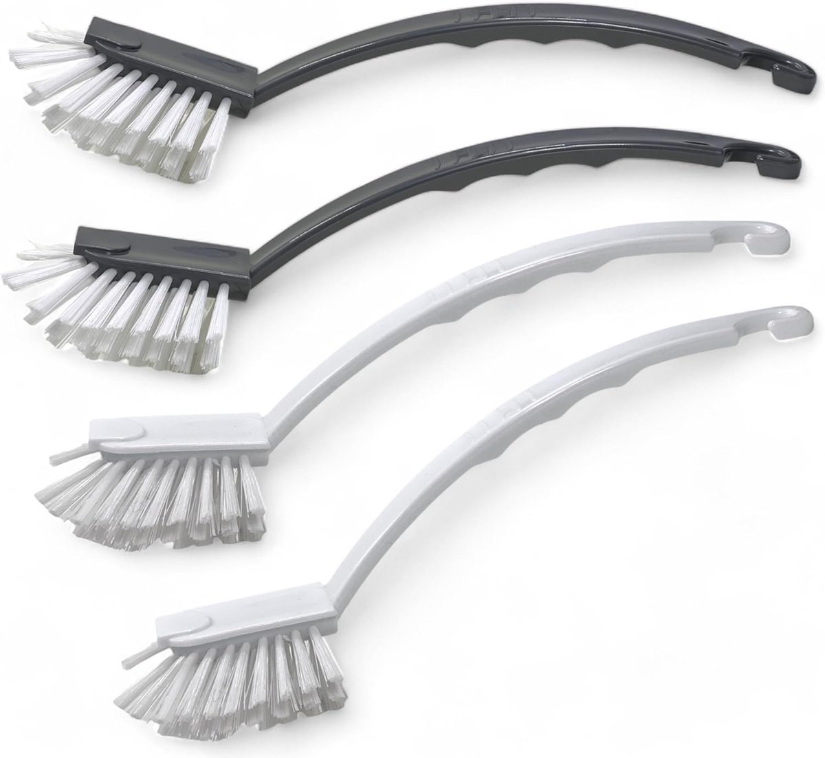 - 4-pack hoogwaardige afwasborstels met extra lang handvat en schraper. Perfecte spoelhulp voor een stralend schone keuken. Onmisbaar voor pannen, potten en servies, wit en grijs