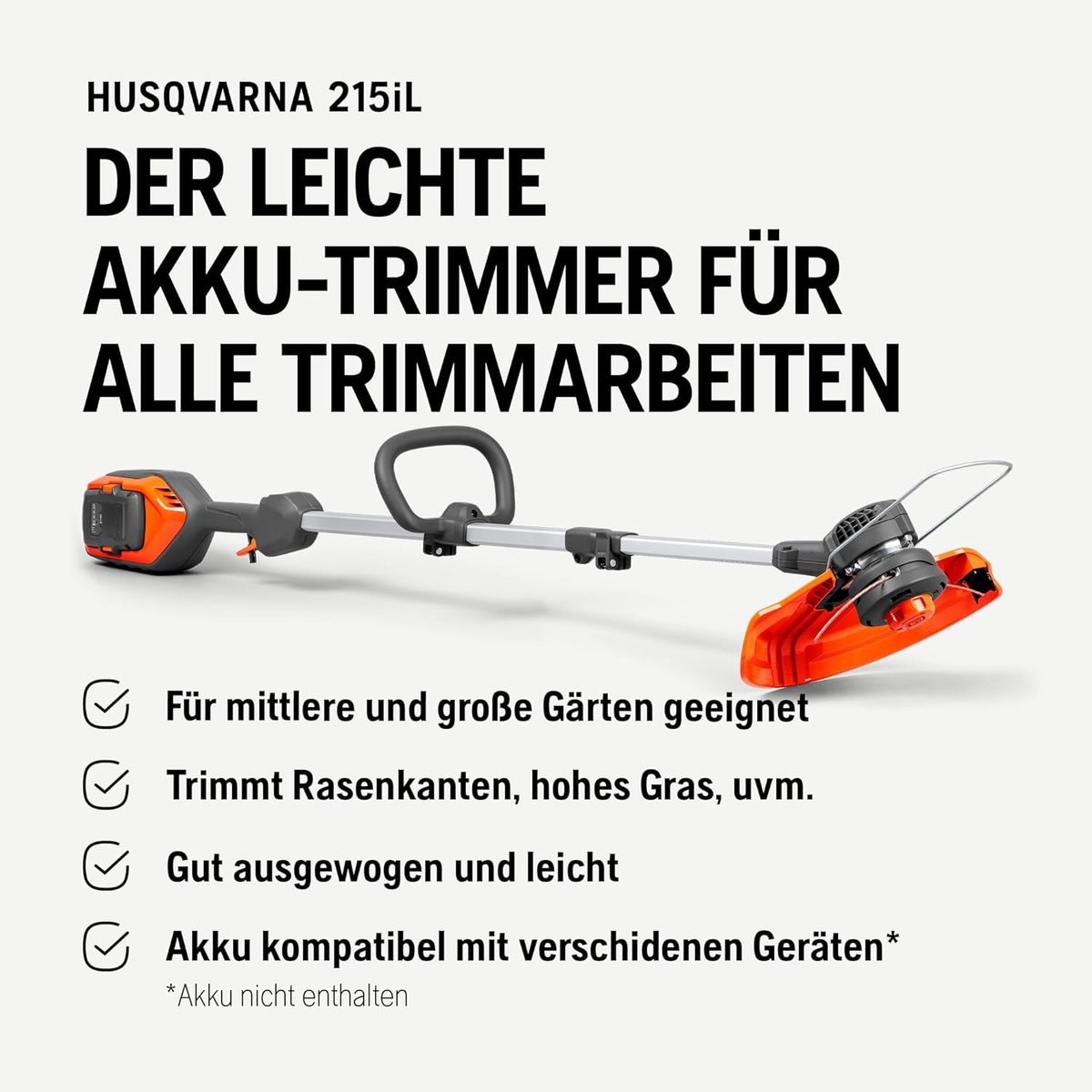 Husqvarna 215iL Grass Trimmer & 215iHD45 Hedge Trimmer - with battery and charger