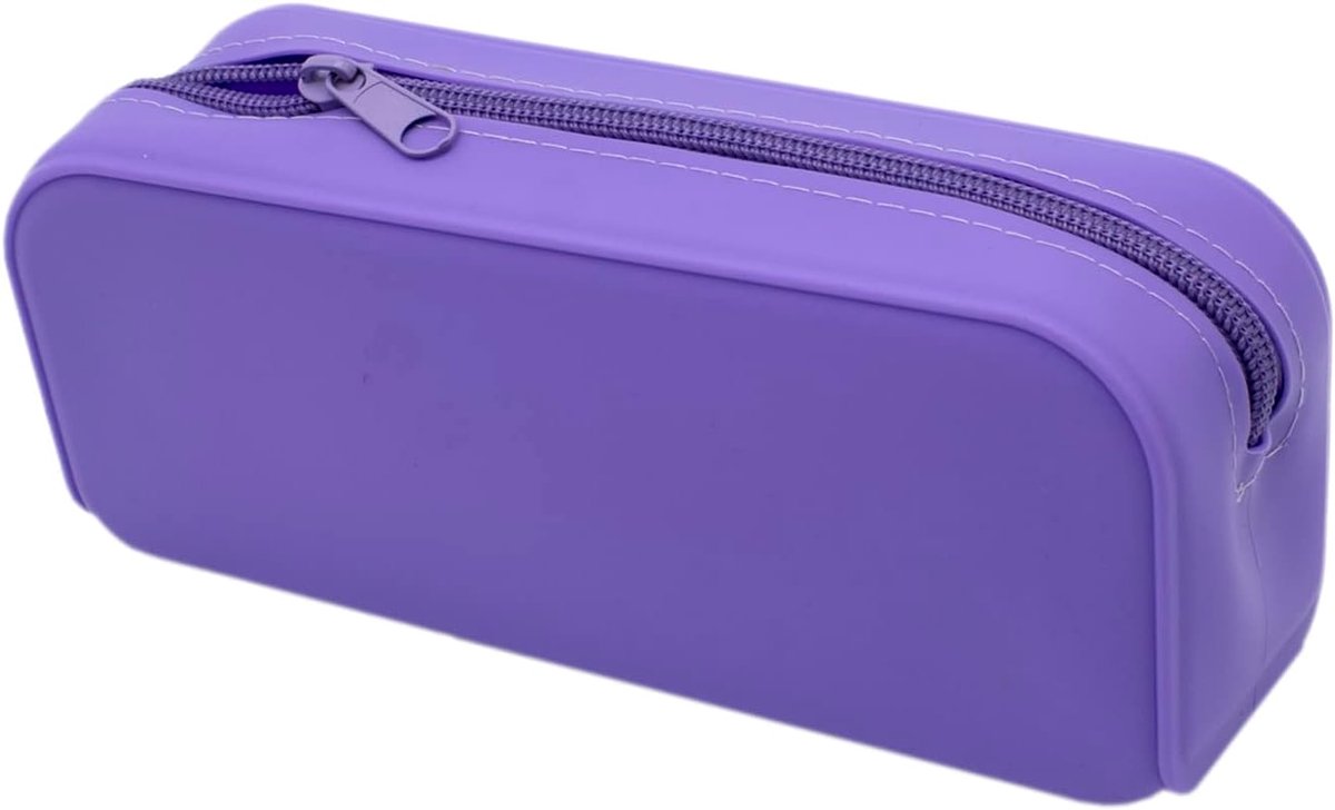 Schooletui, potloodhouder, multifunctionele tas. Schooletui, moderne etui, schoolpotloodtas, etui, siliconen, 18,5 cm lang x 7,5 cm hoog, paars