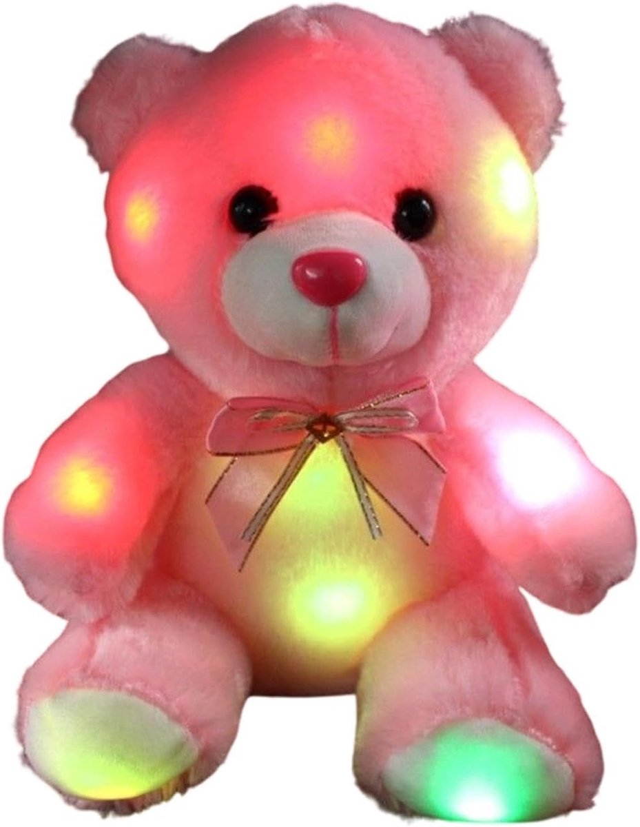 Knuffelbeer LED Oplichtende Sfeer Slaapkamerdecoratie | Pluchen Beer met LED Verlichting Voor Kinderen Jongens Meisjes Reis Camping Slaaptijd Speeltijd Verjaardag Feestdag