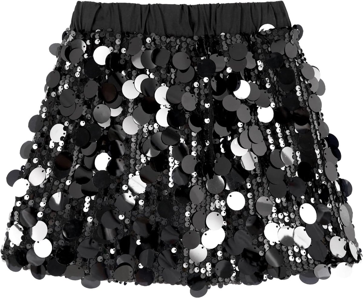 Modieuze paillettenrok voor meisjes, glinsterende pailletten, mini-rok, dans, verjaardag, prinses, feest, kinderen, rok voor meisjes