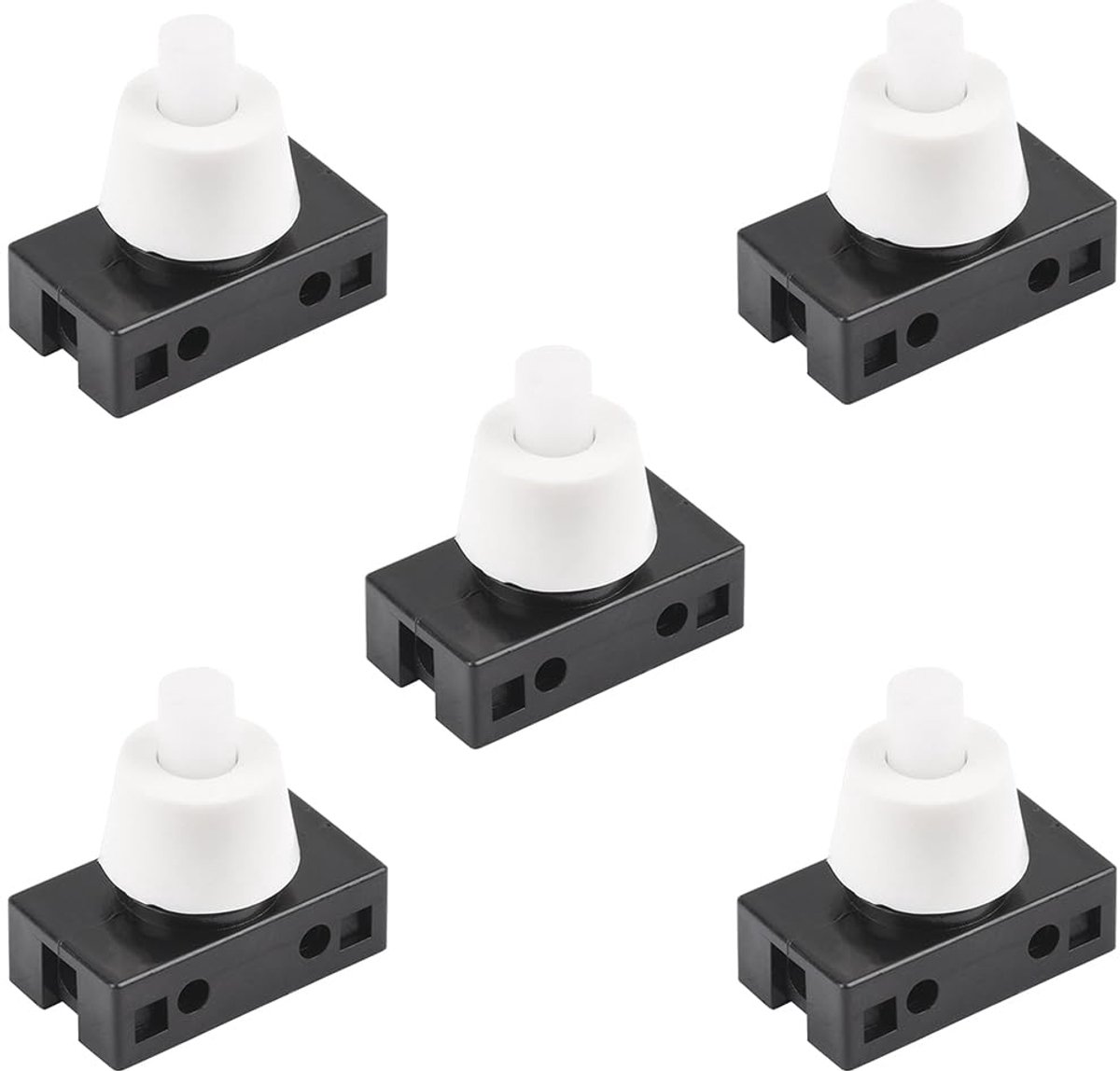 5 stuks drukknopschakelaar met vergrendeling van kunststof, drukknopschakelaar voor binnenverlichting van de auto, drukknop voor leeslamp auto (zwart)