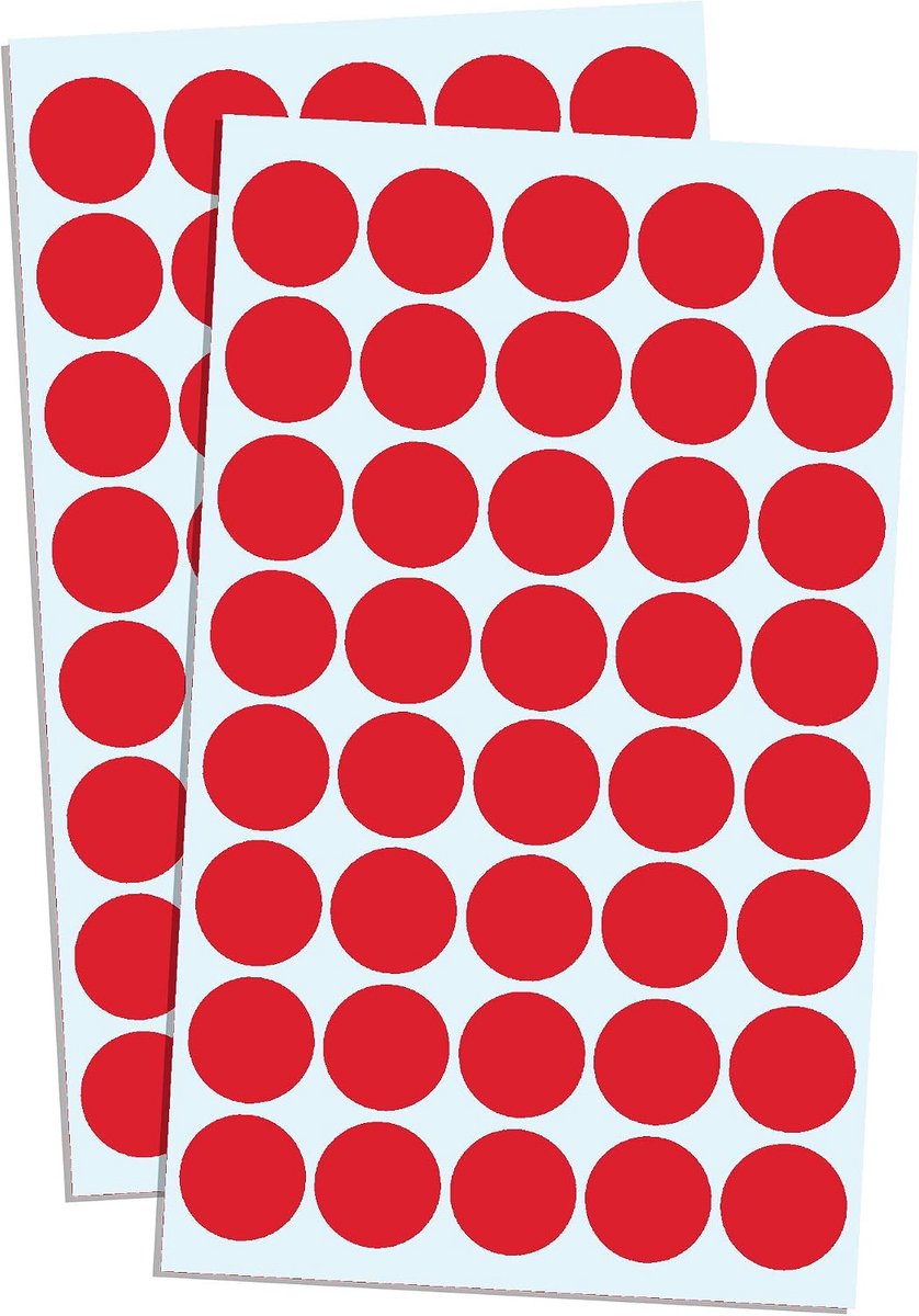 8000 Stuks - 20mm Ronde Stickers Gekleurde Stippenstickers Puntstickers Zelfklevende Etiketten - Rood