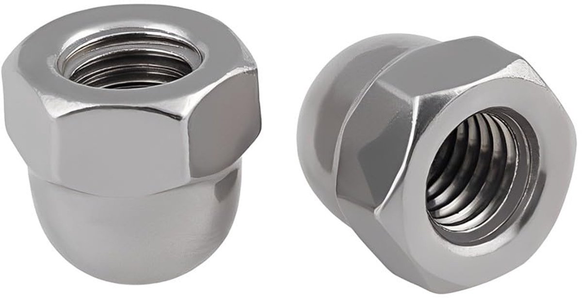 5 Stuks Dopmoeren Hoedmoeren - roestvrij staal A2 zeskant dopmoeren Hoedmoeren hoge koepelmoeren afdekkappen voor Schroeven Schroefdraadstang en Schroefdraadbouten M12 (12mm)