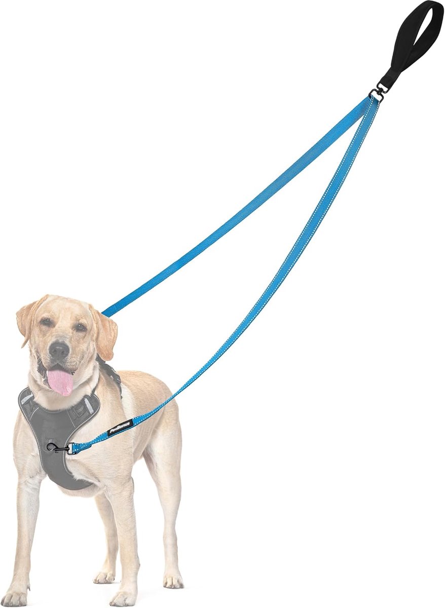 No Pull Anti-trek hondenriem, geen klitten, dubbele riem voor anti-trekharnas, reflecterende hondenriem om te trainen en uit te laten, voor grote en middelgrote honden