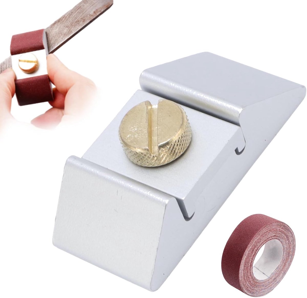 Schuurpapierhouder, Micro -handschuurpapierhouder Aluminium Legering Schuurpapierblok, Handheld Detail Vingerschuurhouder met 80 Grit 6mx25 Mm Schuurpapierrol