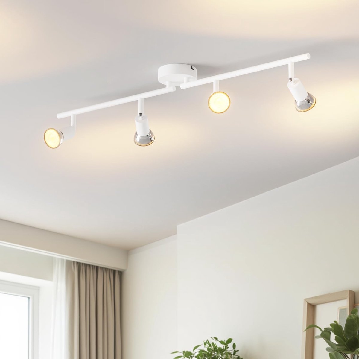 Keukenverlichting Plafond Wit, Lichtarmaturen Plafonds, 4-voudige Plafond Spot Fitting, Plafondverlichting Woonkamer, GU10 Basis Spot Lampen voor Lounge Slaapkamer Eetkamer (ZONDER Bulb)