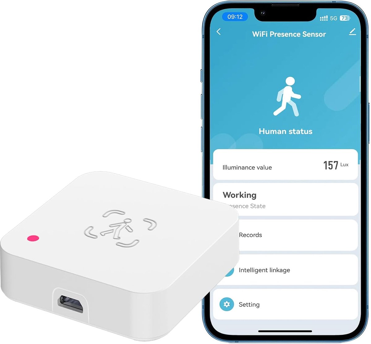 Menselijke aanwezigheidssensor: 2,4 GHz mmWave Radar Smart Motion Detector, Zone positionering, instelbare gevoeligheid, app-melding, aanwezigheidssensor voor menselijk lichaam voor domotica