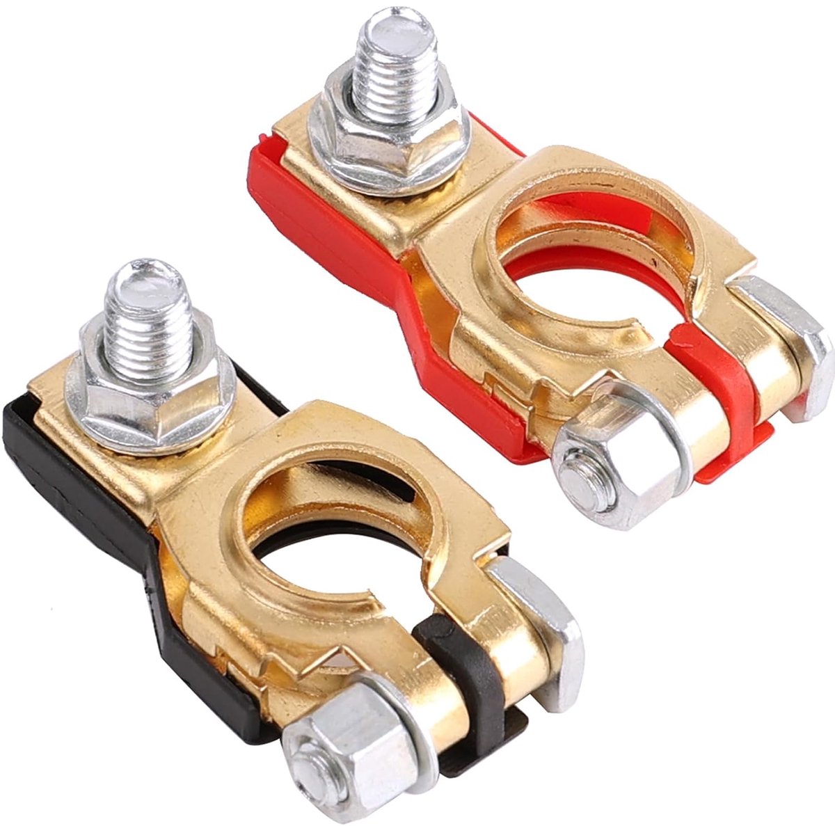 Accuklemmen poolklem 12 V 24 V snelstekker auto accukabel klemmen aansluitingen voor boot, vrachtwagen, auto, camper, caravan, rood en zwart