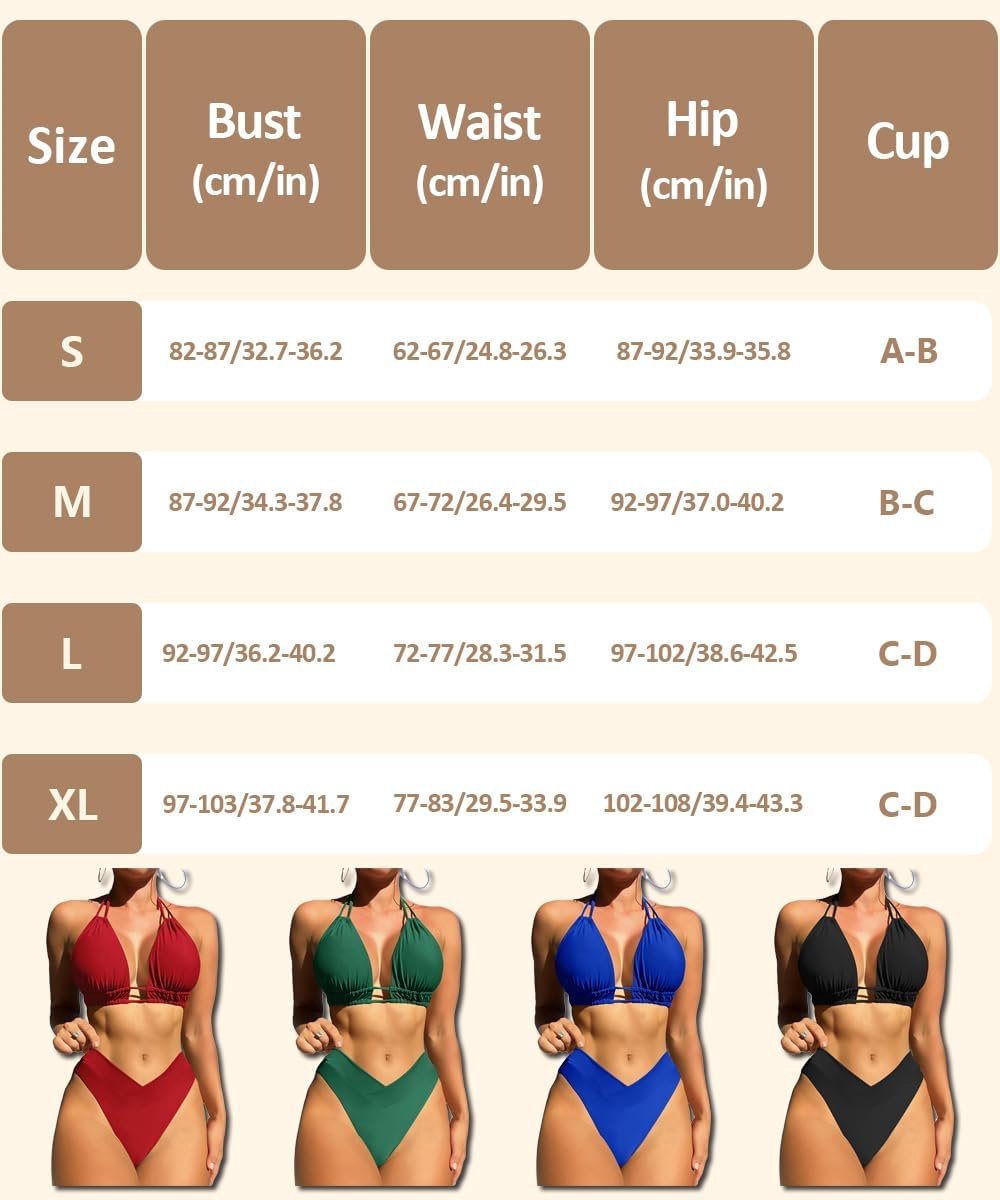 Badpak voor dames, tweedelig, push-up V-hals, bikini-bovendeel, sexy push-up-beha, badmode voor dames, strandkleding
