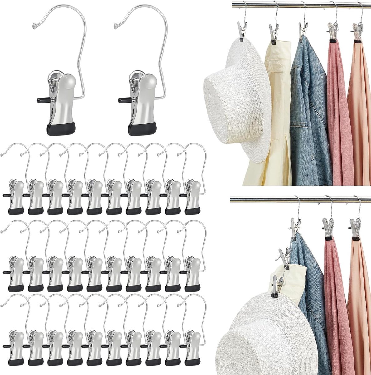 200 stuks laarshangers clips voor kast, roestvrijstalen kledinghaken clip, washaken kledingspelden opknoping clips, draagbare clip hangers wasknijpers hanger voor garderobe organisatie