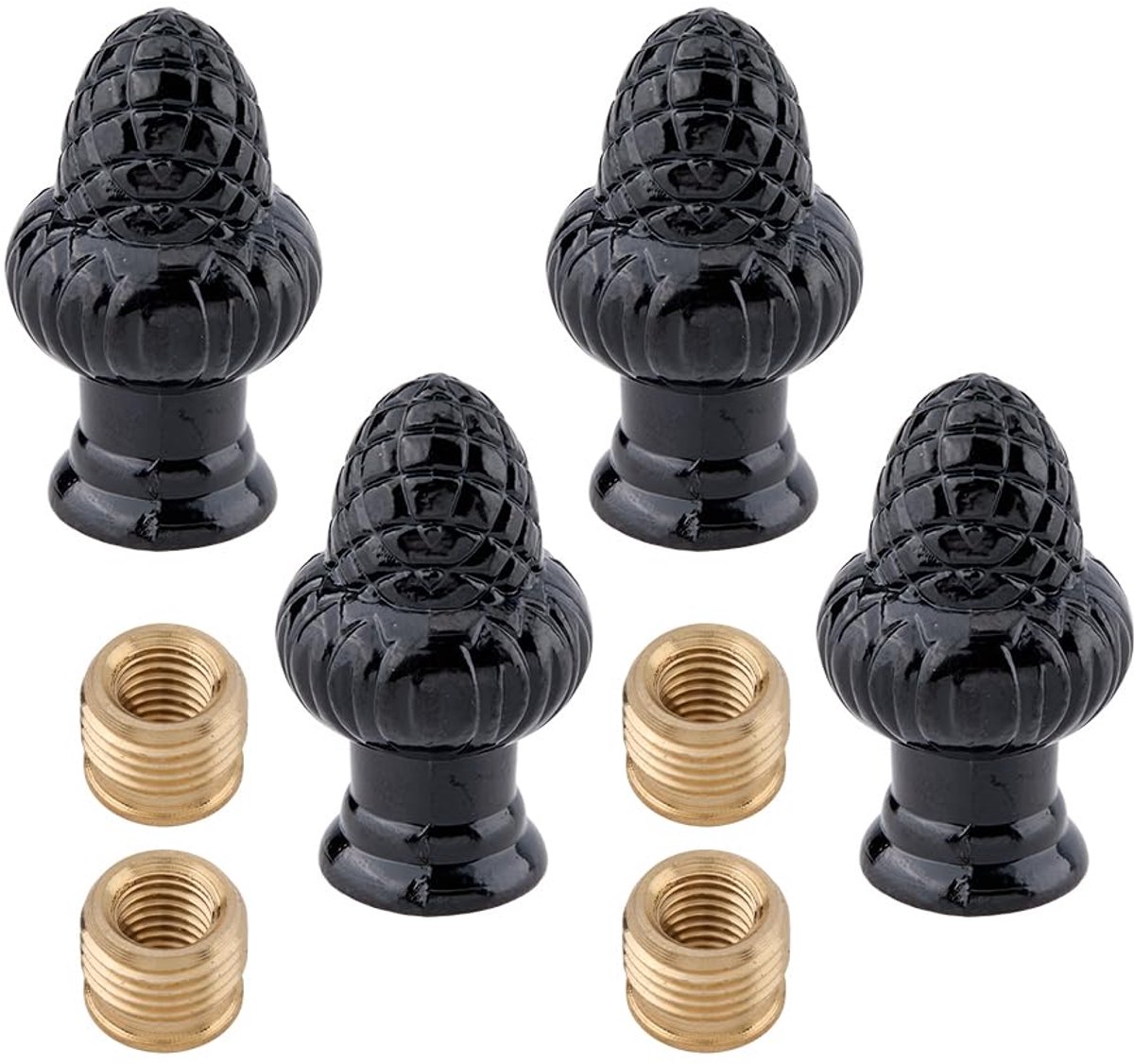 Lampenknop, lampenkap, lampenkap, schroefdop, 39 x 21,5 mm, lampenkap, dekselknop, zwart, vintage lampenkap, decoratie voor tafellampen, staande lampen, 4 stuks