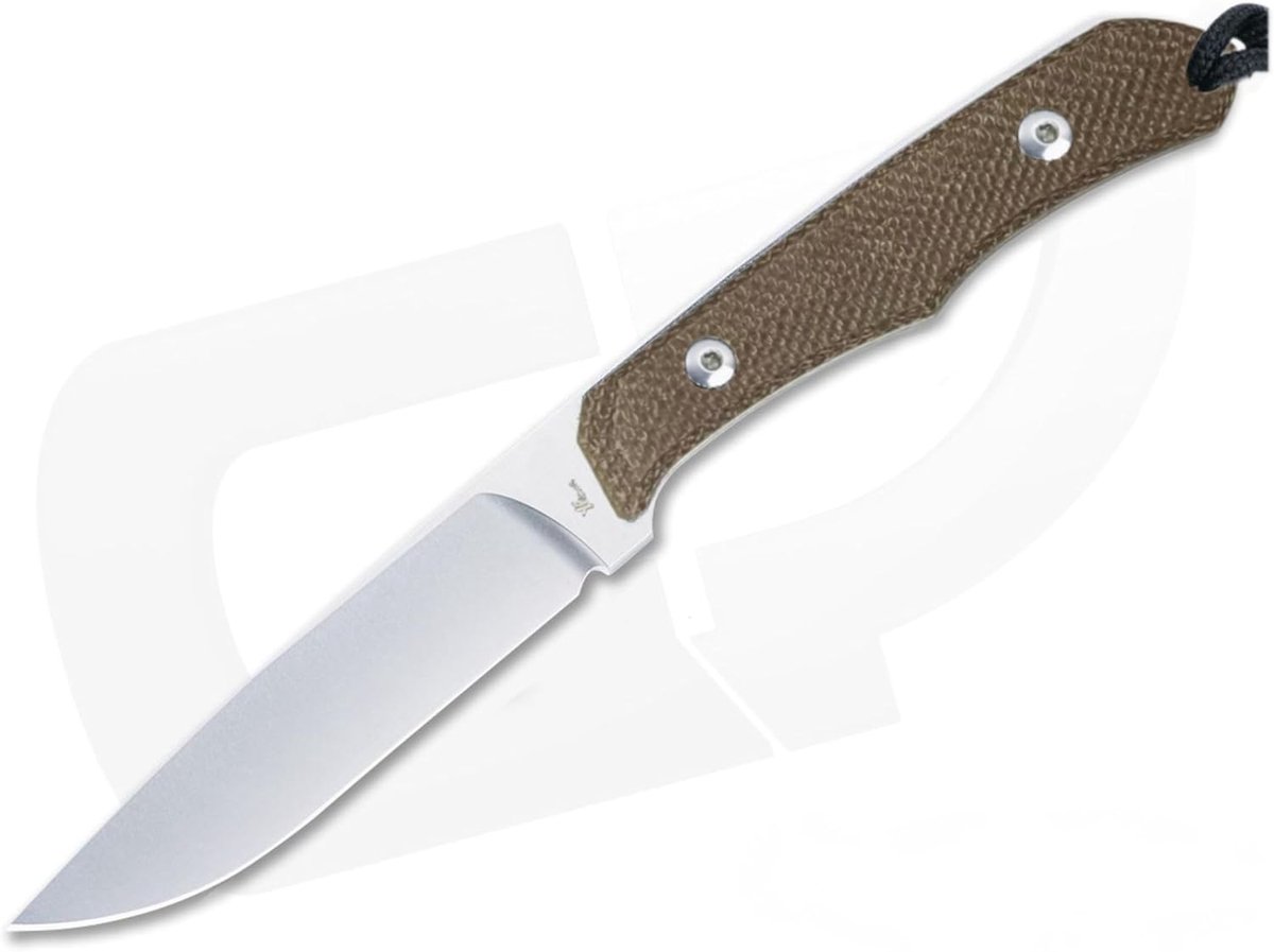 Jachtmes met Micarta-handvat – 3,78 inch stonewashed drop-point lemmet, Kydex-schede met riemclip