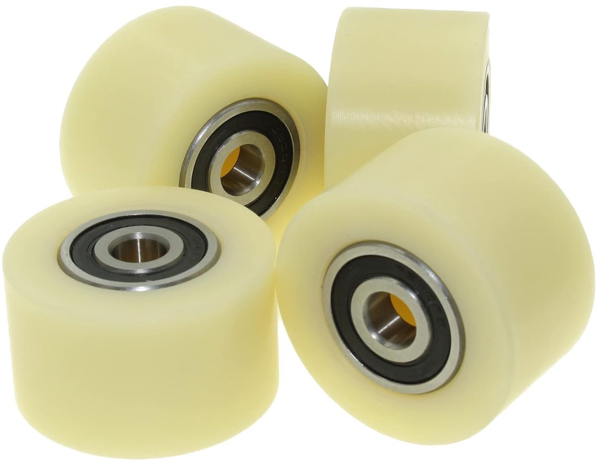 (50-30-10) Pack van 4 x 50 mm diameter bewerkte nylon wielen - UK gebaseerde inventaris - (30 mm breed-10 mm lager)