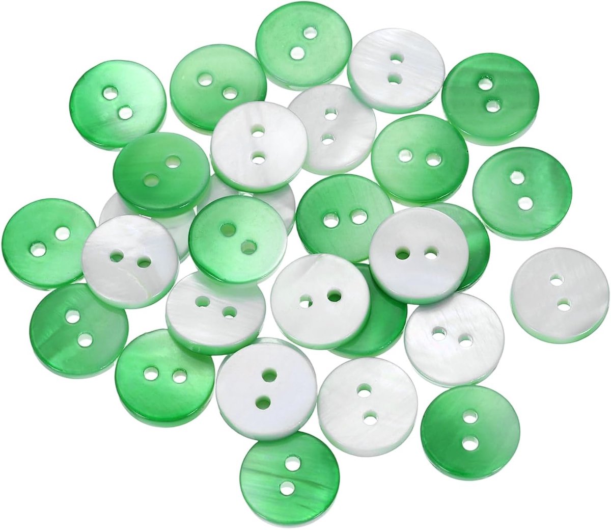 Knopen, 11,5 mm parelmoer knopen schaalvormige schelpknopen voor overhemden, naaien, doe-het-zelf, knutselwerk, decoratie, verlopend groen