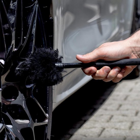 Autoborstel van wol voor het reinigen van de binnenkant van de auto, borstel voor het reinigen van de wielnaafopeningen, gemakkelijk voor het reinigen van aluminium velgen (34 cm) — afbeelding 3