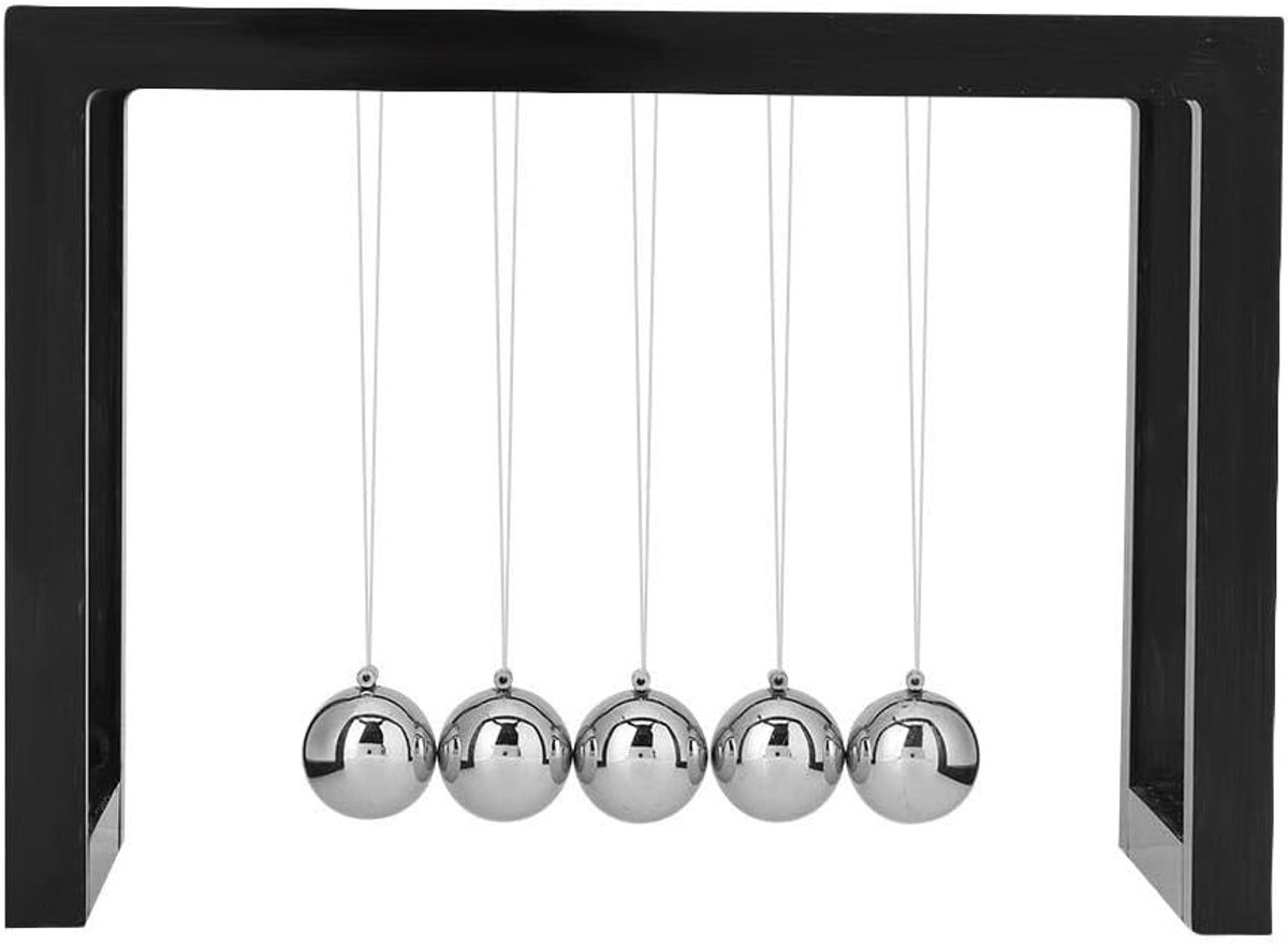 Newton slinger, kogelpendel, metaalfysica, wetenschap kogelslinger, bureauspeelgoed, desktop, vrije tijd, decompressie, decoratie voor thuis, kantoor, decoratie (zwart)