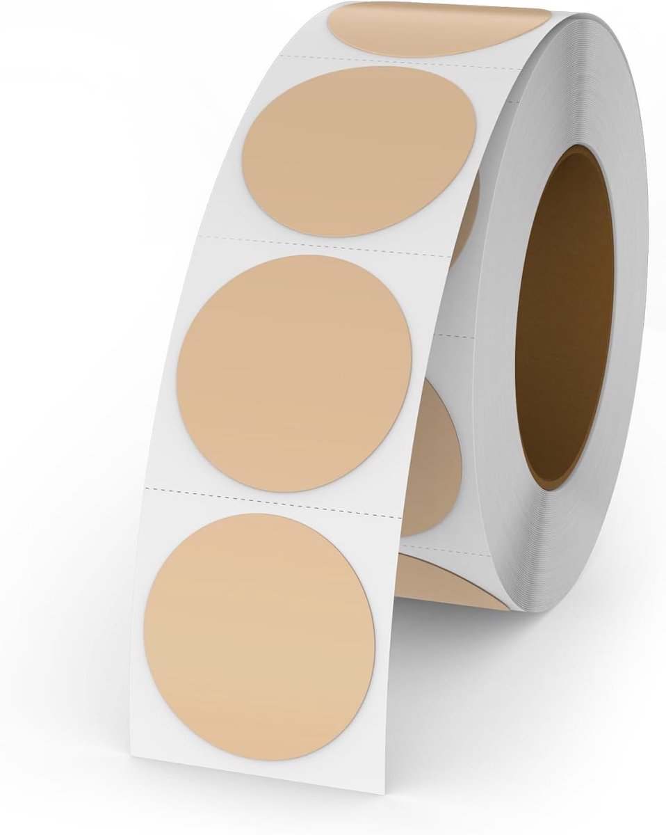 500 stuks ronde stickers, 25 mm, thermische etiketten, stippen, zelfklevend, rol, adreslabels, waterdicht, kleine kleefpunten, kleurcodering, kaki