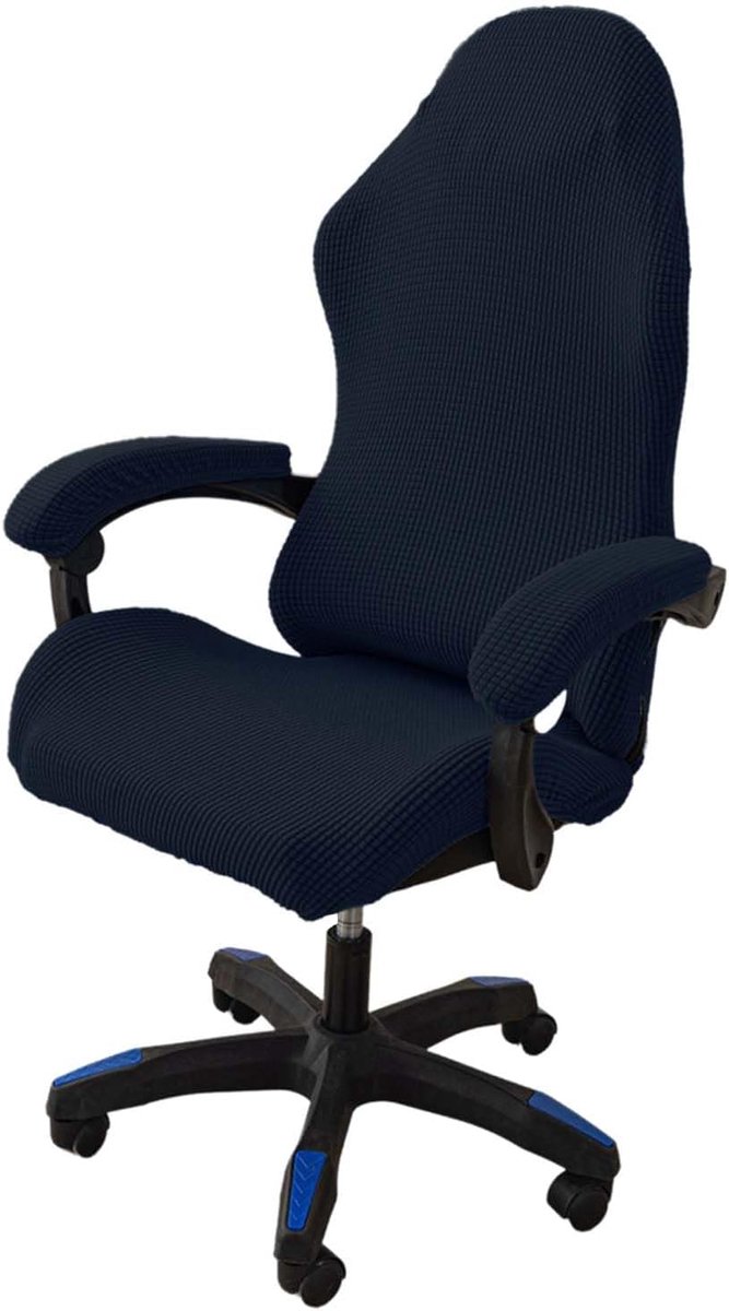 4 stuks gaming-stoelhoezen, bureaustoelbekleding met armleuningen, gamingstoelhoes, met ritssluiting, geschikt voor gamingstoelen, computerstoelen, draaistoelen (donkerblauw)