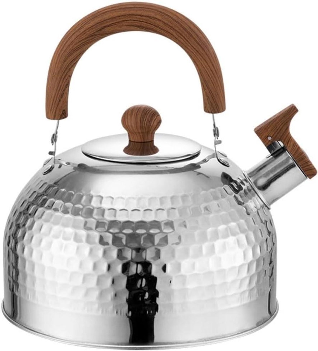 Fluitketel Roestvrij Staal - Waterketel Theeketel - Water Koken - Met Fluitdeksel - 3L - Zilver