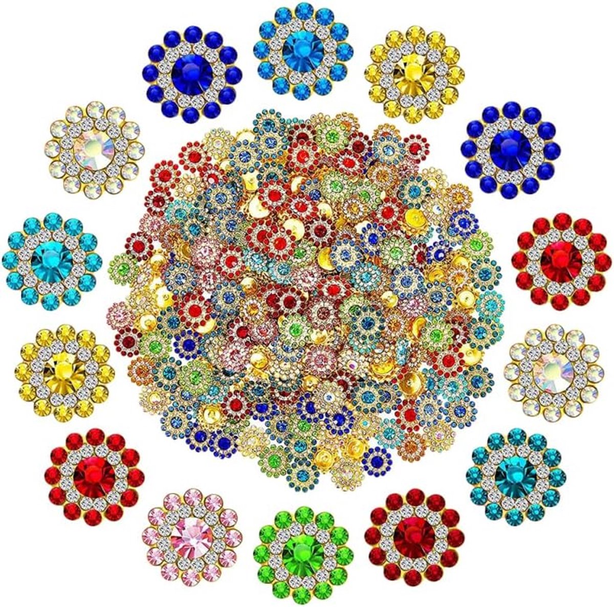 100 stuks 12 mm knoppen met strass naaien op verfraaiingen 0,5 inch kristal glazen parels buttons platte strass knopen voor sieraden maken doe-het-zelf handwerk decoratie