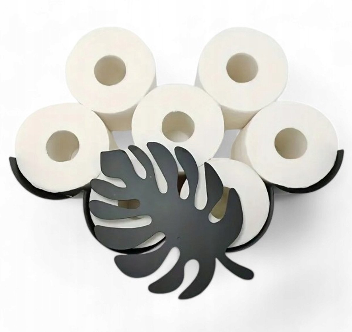 Merkloos Monstera Wandhouder voor Toiletpapier - Metaal Zwart