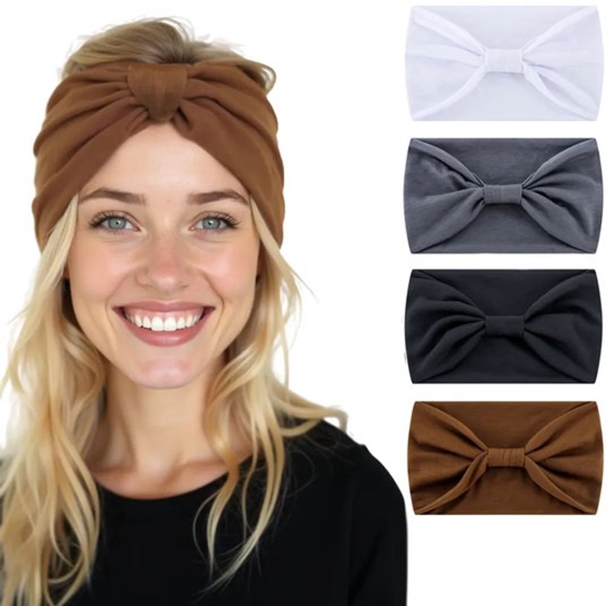 Vierdelige dameshoofdband in bohemian stijl, haaraccessoire voor yoga en sport.