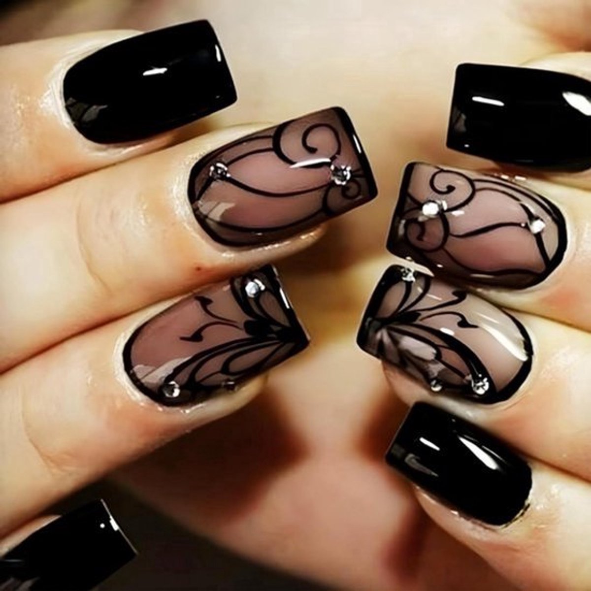 Persnagelset - 24 stuks Zelfklevende Elegante Franse Nagels Met Jelly Lijm En Vijl