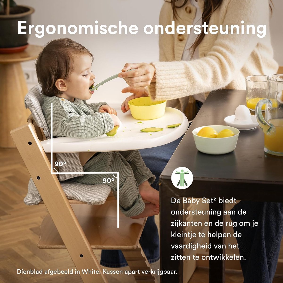 Kinderstoel met Baby Set - Hoge Stoel Eetstoel - Samen Eten - Verstelbaar en Ergonomisch - Tot 136 kg - Mauve – foto 3