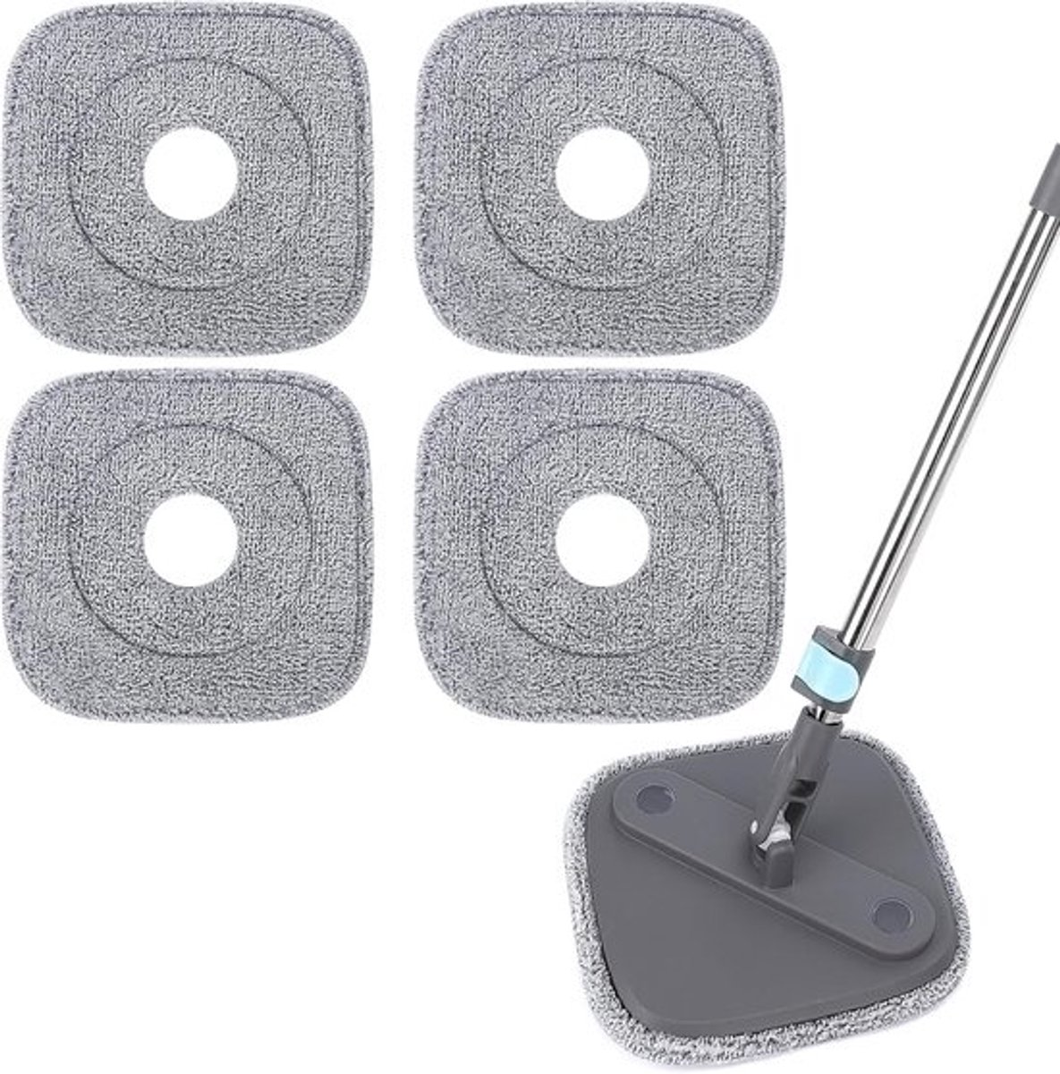 Vierkante microvezel dweilpads met dweilvervangingspads Geschikt voor - vierkante spinmoppen en emmers - wasbare pads compatibel met alle 9" vierkante spinmoppen (4-pack)