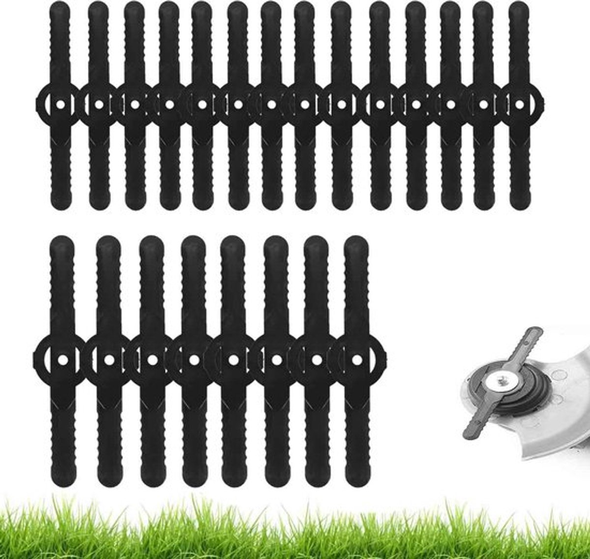 60 stuks Reservemesjes - 5 mm trimmer - Accessoires voor elektrische grasmaaiermessen - compatibel met verschillende accu-grastrimmers - grastrimmer voor tuinterras (zwart)