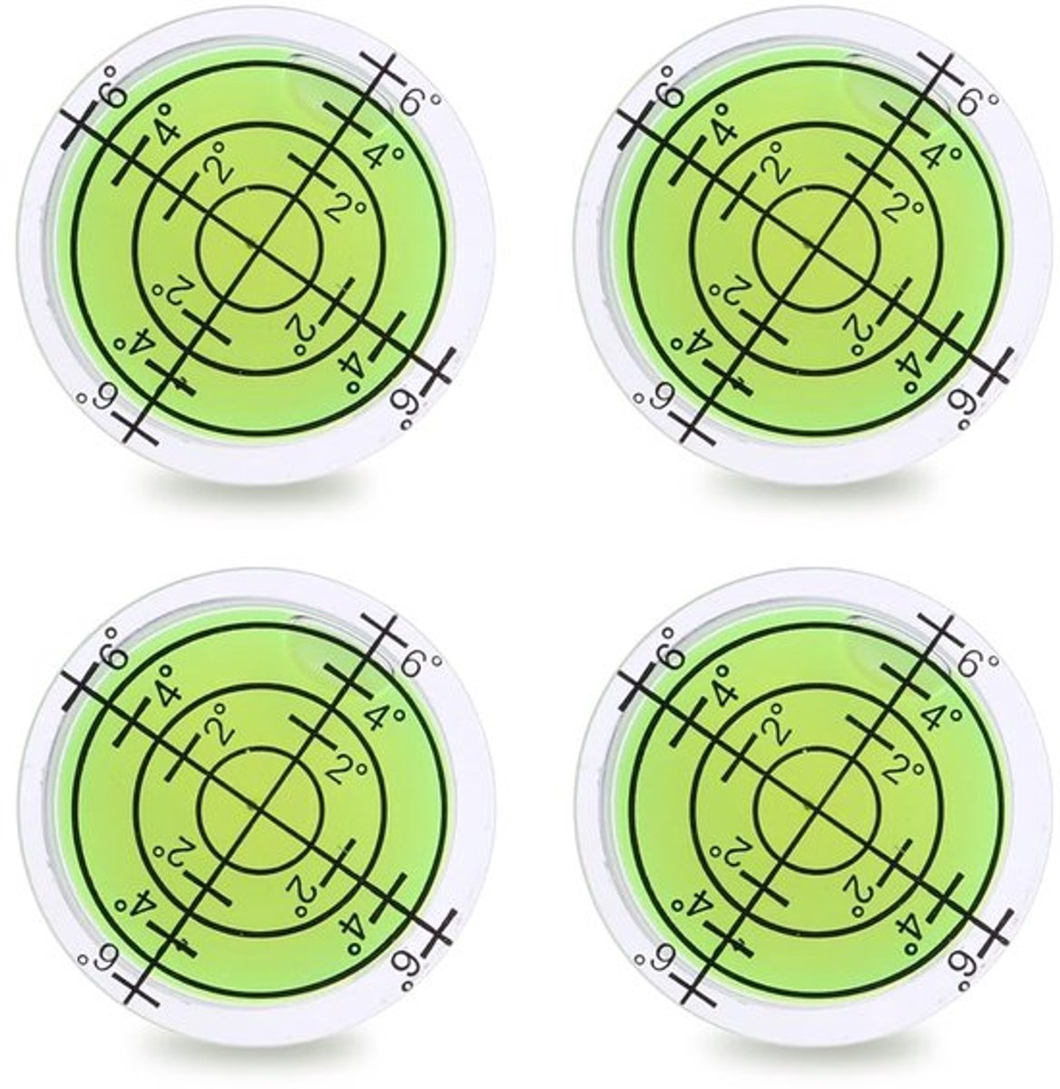 4 stuks mini waterpas, diameter 32 mm, precisie tas waterpas