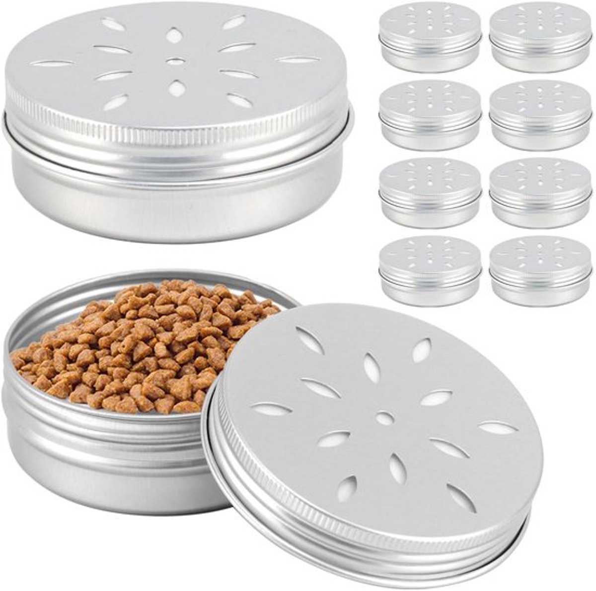 ® Set van 10 aluminium hondengeurblikjes met ventilatie - 60 ml geurcontainers voor snuffelhonden - hondentrainingsaccessoires