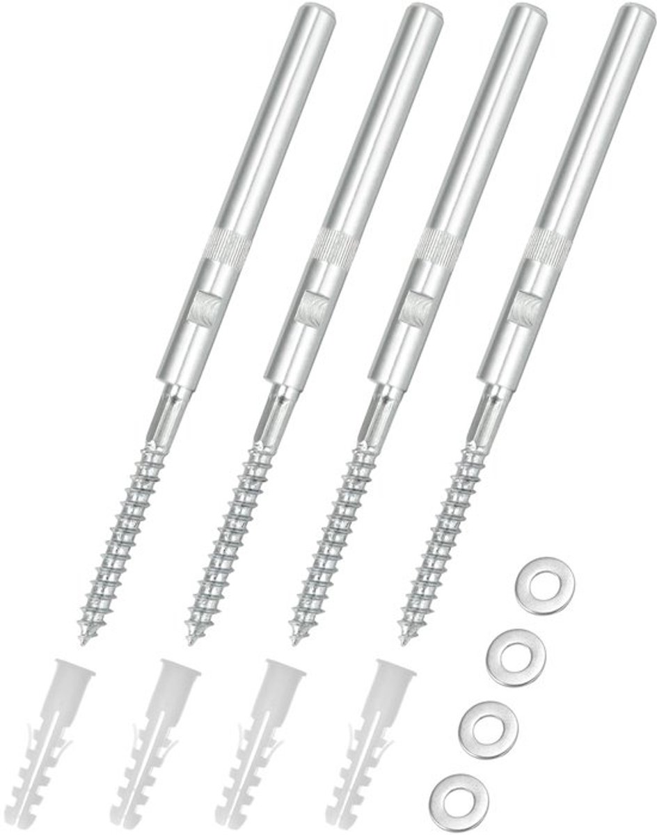 ® set van 4 onzichtbare wandplankbeugels Ø10x100mm, zwevende plankbeugel van staal - draagvermogen 18kg - inclusief ringen en pluggen