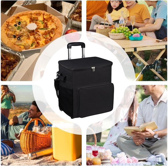Koeltas met wielen - Koelbox trolley - Buitenactiviteiten - Waterdicht Oxford stof - 35 liter - Zwart — afbeelding 4