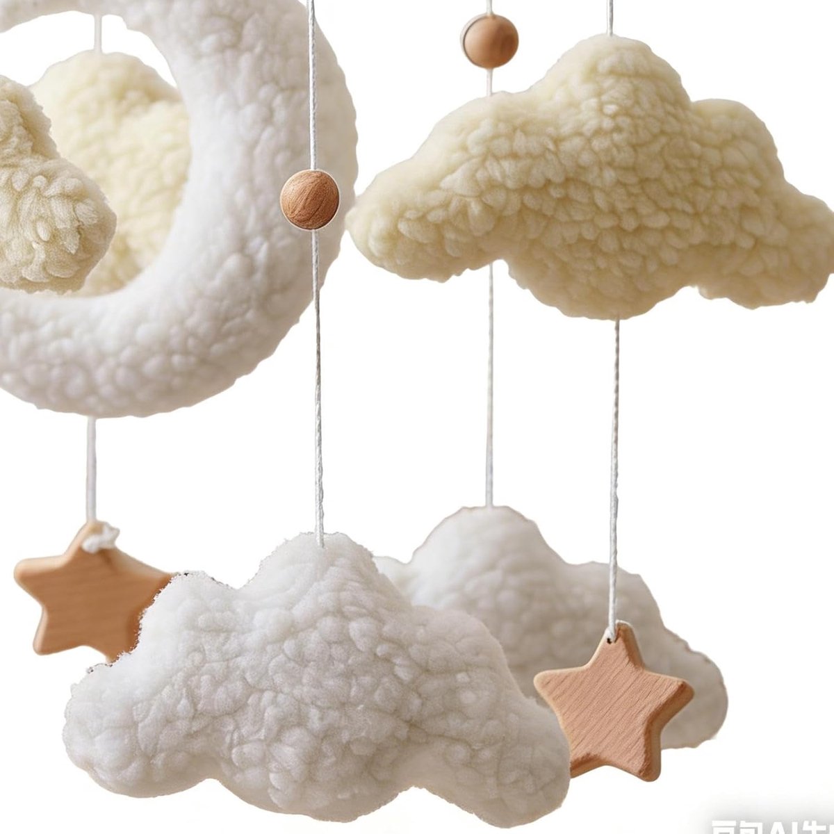 Wieg Mobiel - Baby Mobiel Decoratie - Babykamer Aankleden - Rustgevende Beweging - 45 x 23 cm - Neutrale Kleuren