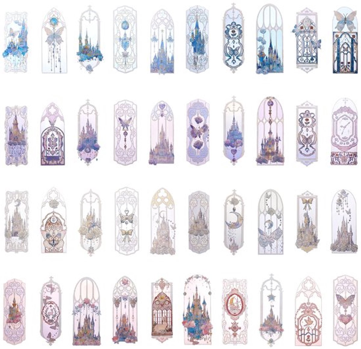40 stuks holografische bladwijzers, transparant, waterdicht, knipperende bladwijzers met slot, vlinder, bladwijzer met rozen, bloemen, raam, boekenmarker voor boekenliefhebbers