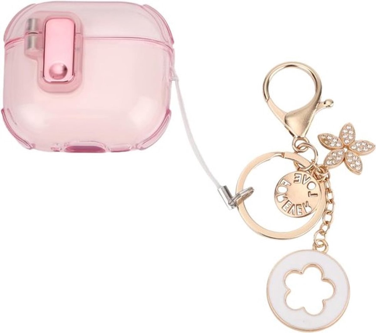 TPU Transparante Case Cover voor Airpod 4 met Sleutelhanger - Vrouwen Schattig Bling Ontwerp