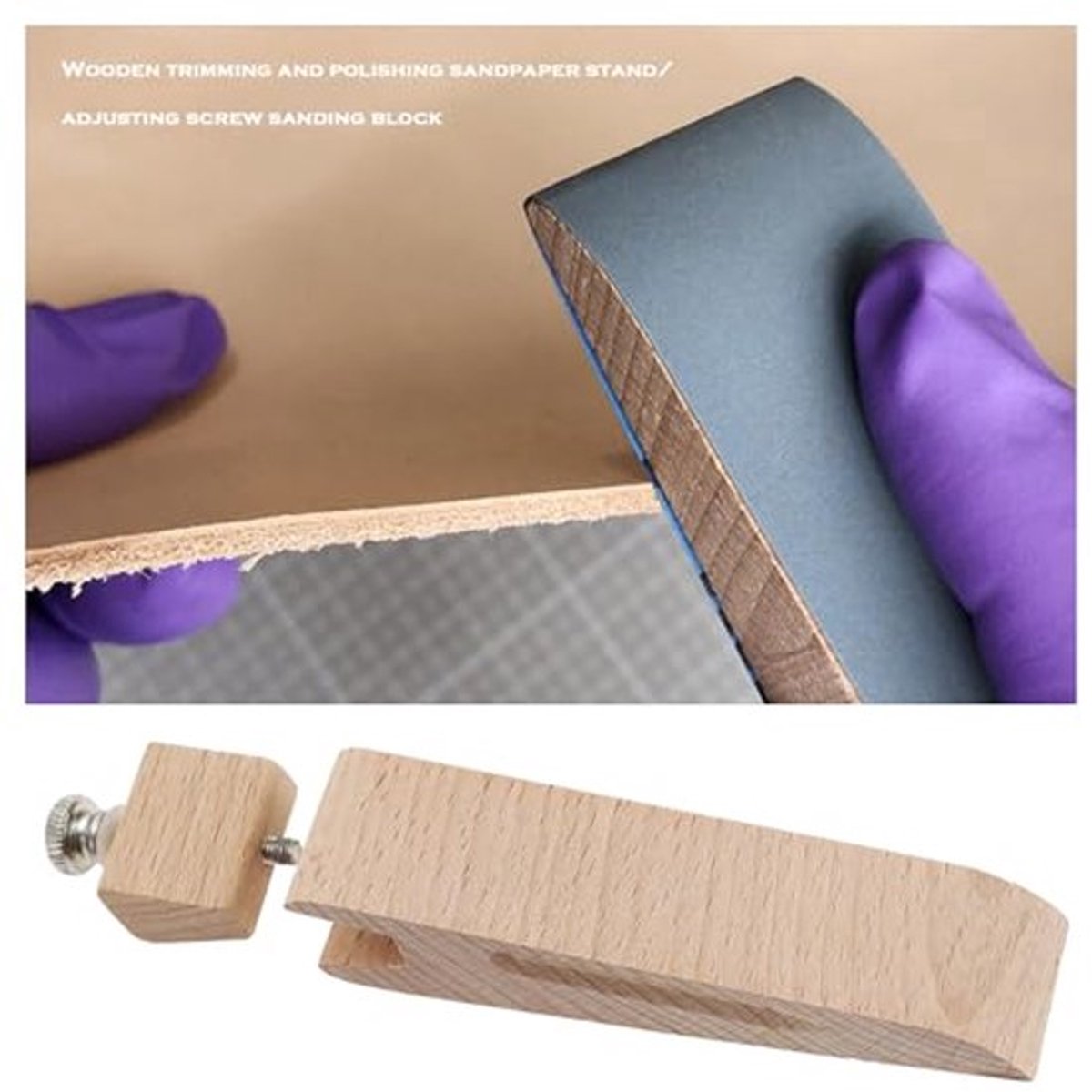 Houten schuurpapierhouder, verstelbare schroefhouder voor schuurblokken, polijstgereedschap voor doe-het-zelf randpolijsten en schuurpapierslijpgereedschap