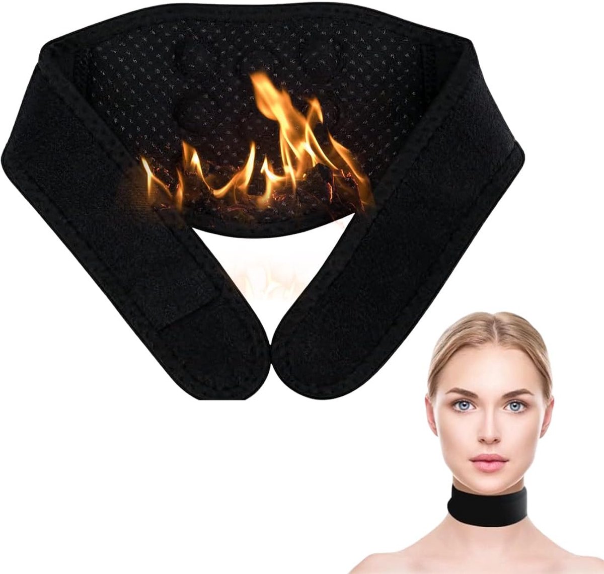 Halsband zelfverwarmend - verstelbare neksteun - magnetische therapie - verlichting bij nekpijn - ShopVlot