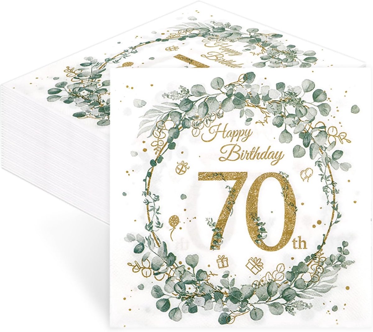 Feestservetten 70e Verjaardag - Eucalyptus Groen - Elegante Tafeldecoratie - Perfect voor Verjaardagsfeesten - ShopVlot