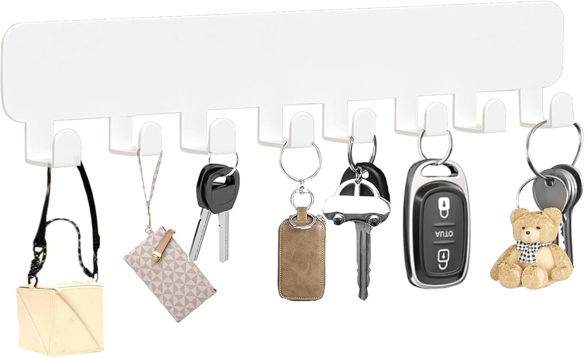Sleutelhaak wand - Metalen sleutelhouder - 8 haken - Makkelijk te installeren voor entree - ShopVlot
