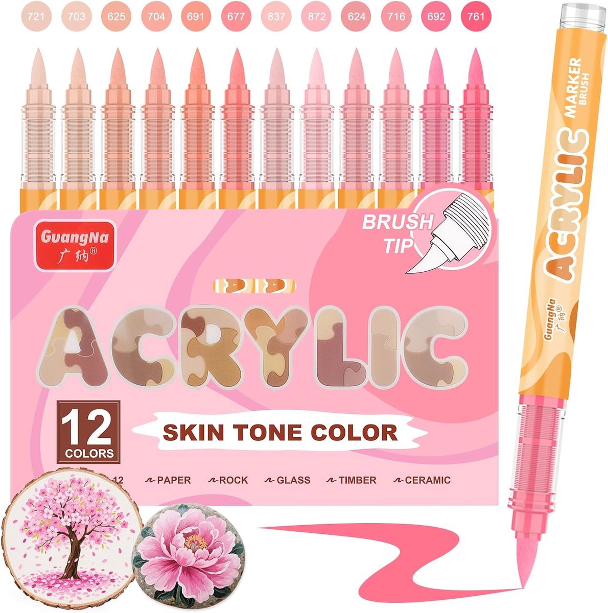 Acrylmarkers 12 Pink Series - Professionele kleuren - Voor creatieve projecten - Ideaal voor schilderen - ShopVlot